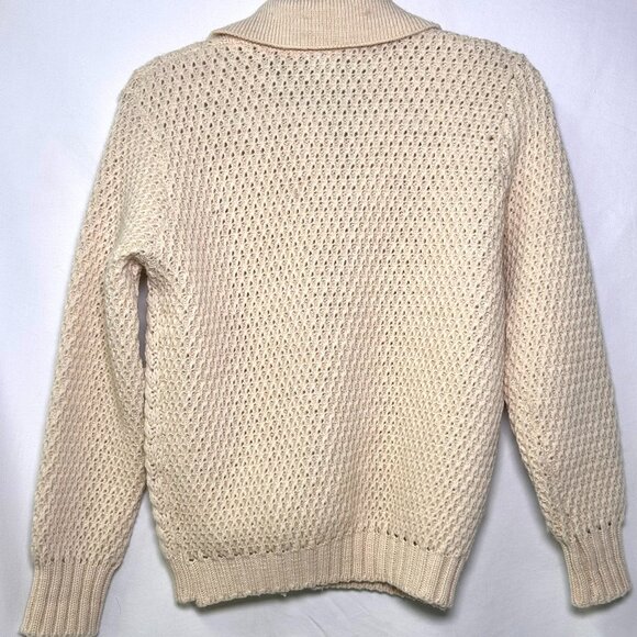 Vintage Cheviot Crafts 100% Scottish Wool Fisherman's Cardigan Sweater Small - Picture 3 of 8